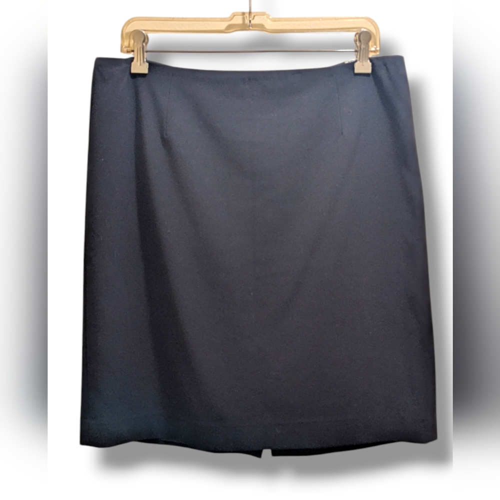 Anne Klein Work Professional Black Knee Length Skirt with Back Slit - 12